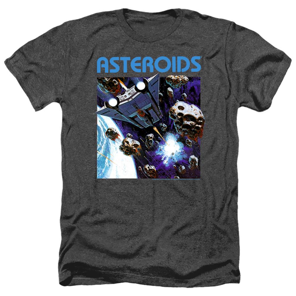 Atari 2600 Asteroids Men's 30/1 Heather 60 40 Poly Short-Sleeve T-Shirt