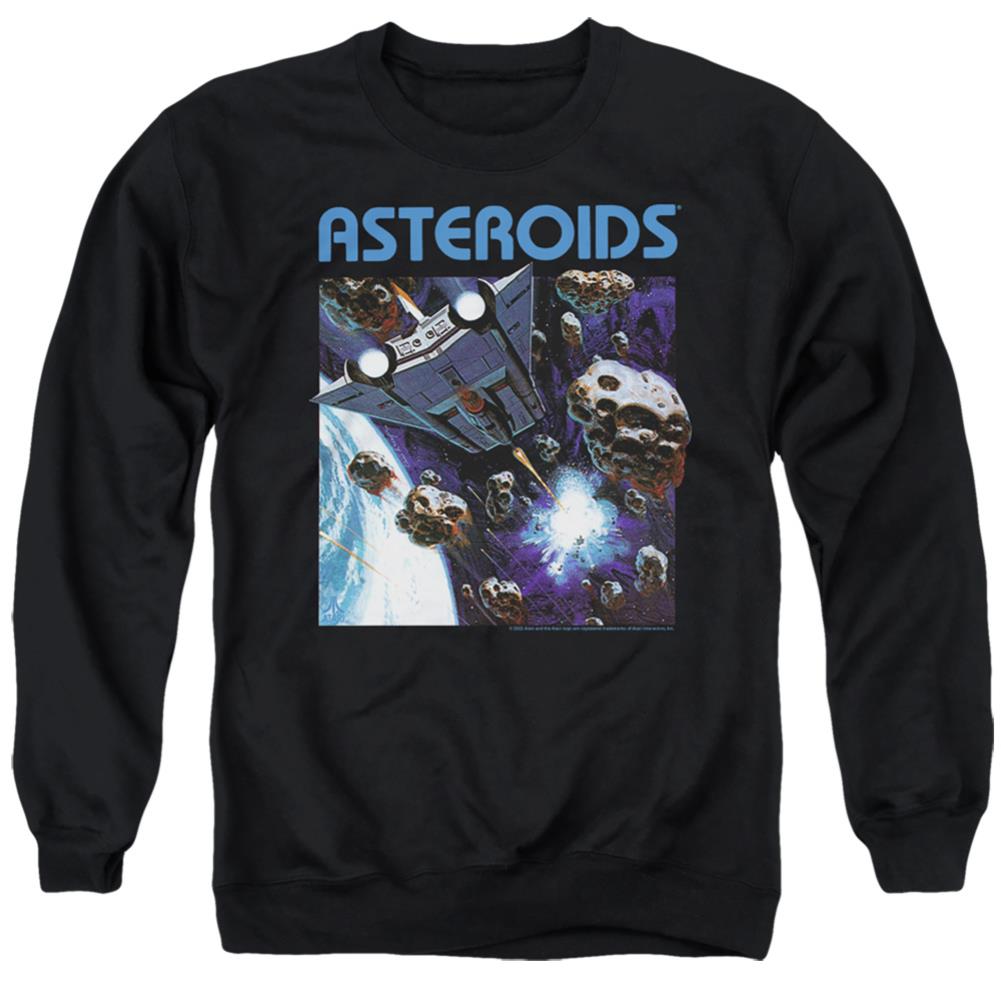 Atari 2600 Asteroids Men's Crewneck 50 50 Poly Long-Sleeve T-Shirt