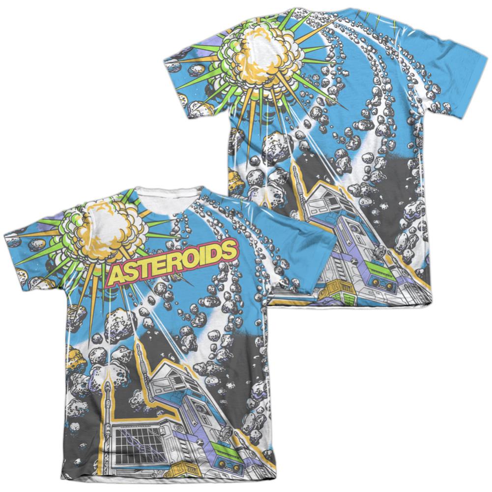 Atari Asteroids All Over (Front/Back Print) Men's Regular Fit Poly Cotton Short-Sleeve T-Shirt