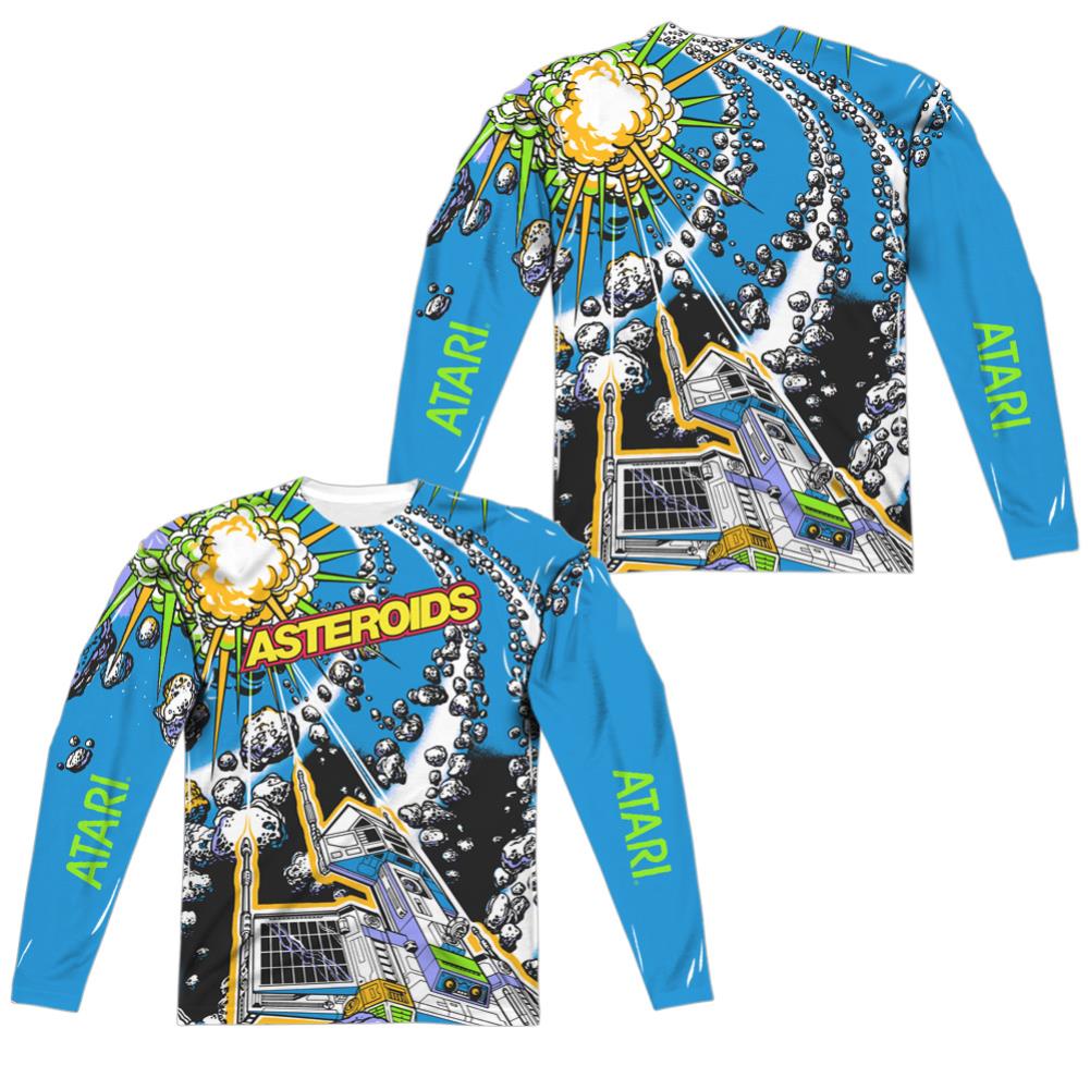 Atari Asteroids All Over (Front/Back Print) Men's Regular Fit Polyester Long-Sleeve T-Shirt