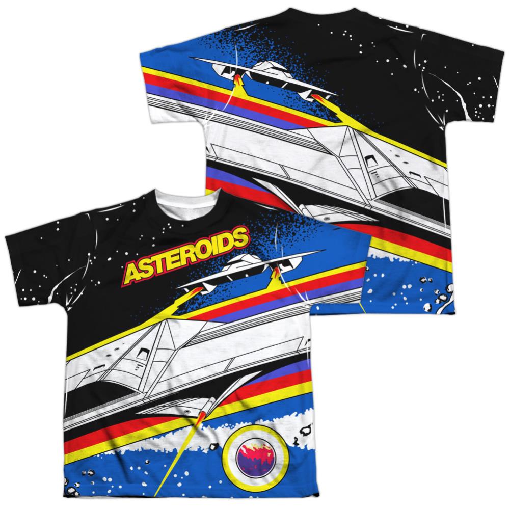 Atari Asteroids Arcade (Front/Back Print) Youth Regular Fit Poly Short-Sleeve T-Shirt