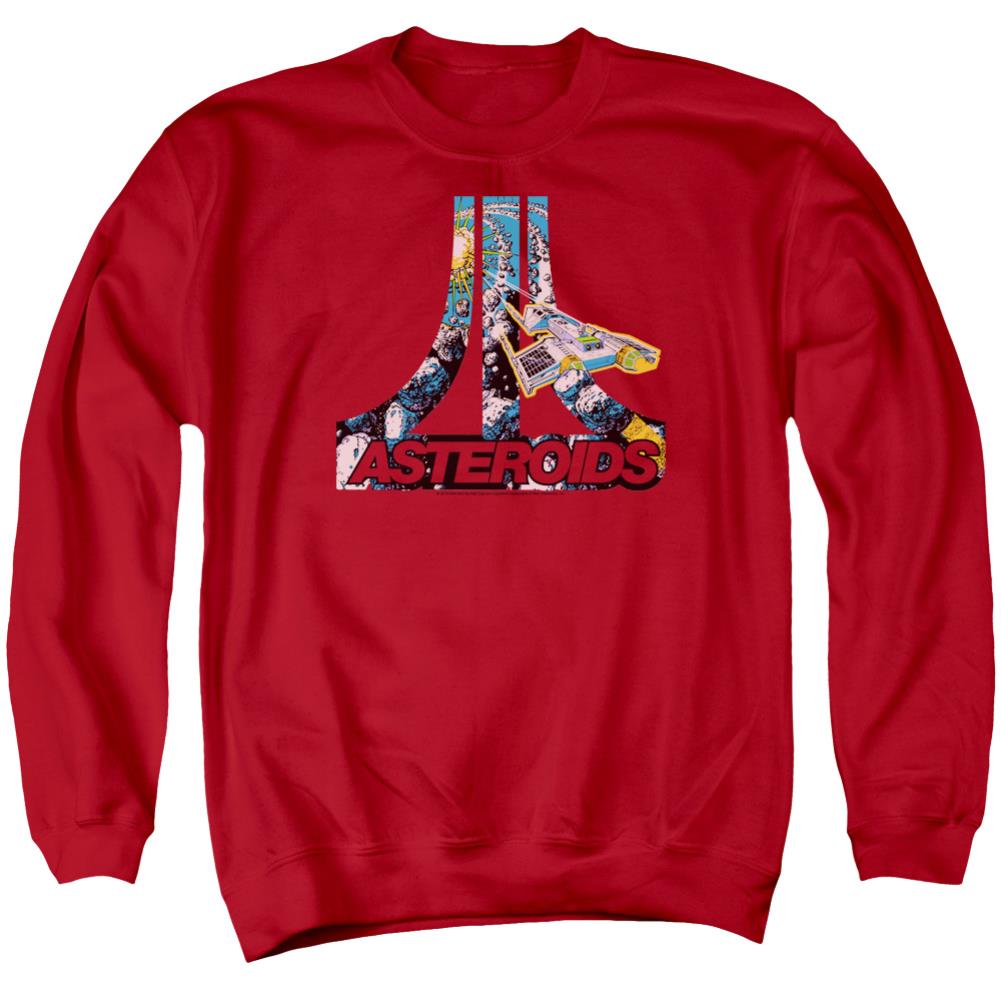 Atari Asteroids Atari Men's Crewneck 50 50 Poly Long-Sleeve T-Shirt