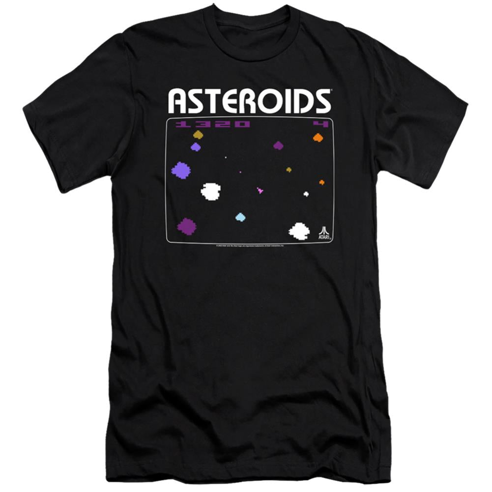Atari Asteroids Screen Men's Ultra-Soft 30/1 Cotton Slim Short-Sleeve T-Shirt