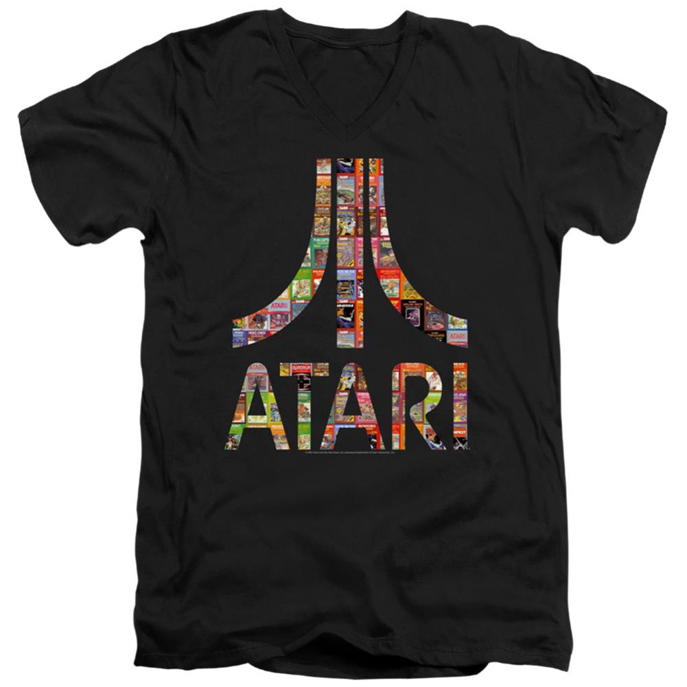 Atari Box Art Men's 30/1 Cotton Slim V-Neck T-Shirt