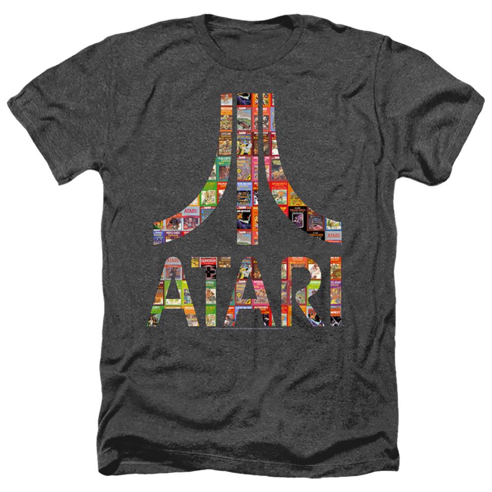 Atari Box Art Men's 30/1 Heather 60 40 Poly Short-Sleeve T-Shirt