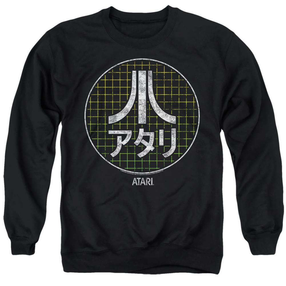 Atari Japanese Grid Men's Crewneck 50 50 Poly Long-Sleeve T-Shirt