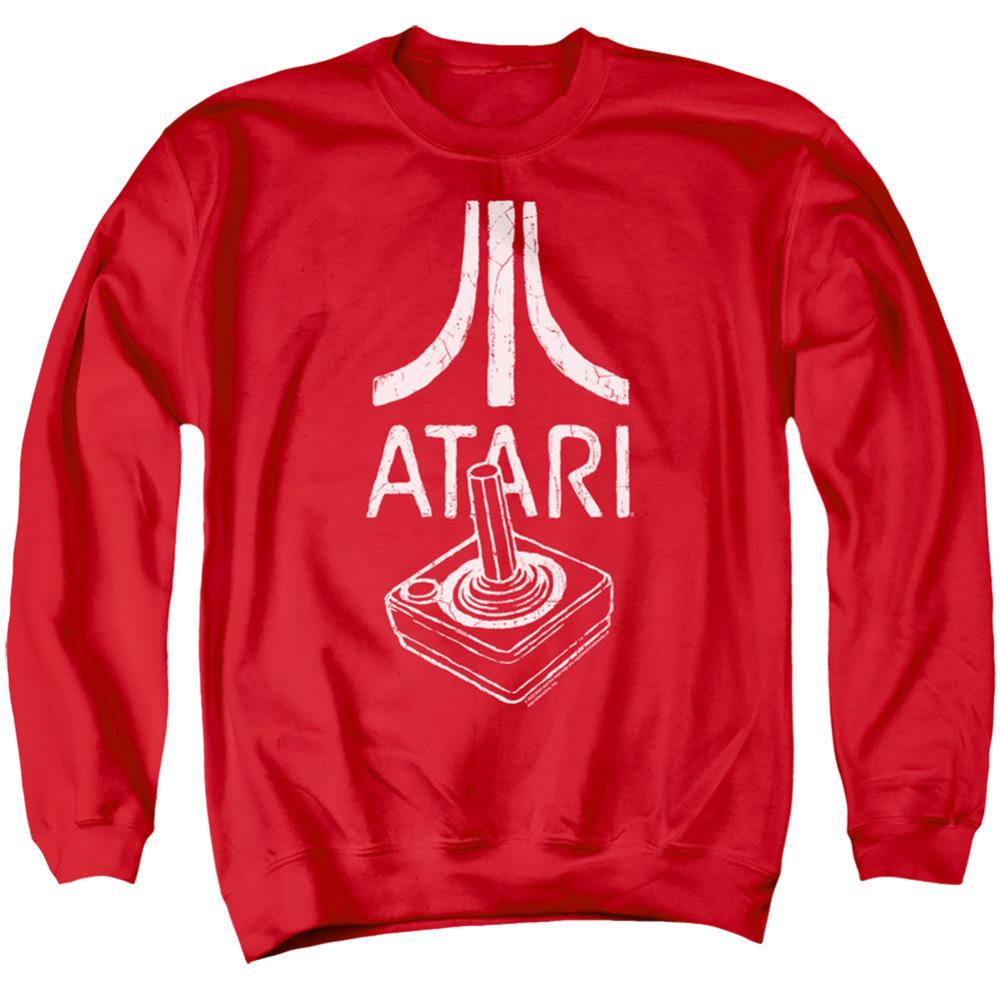 Atari Joystick Logo Men's Crewneck 50 50 Poly Long-Sleeve T-Shirt