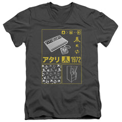 Atari Kanji Squares Men's 30/1 Cotton Slim V-Neck T-Shirt