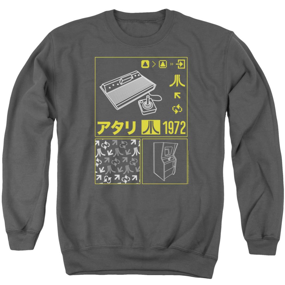Atari Kanji Squares Men's Crewneck 50 50 Poly Long-Sleeve T-Shirt