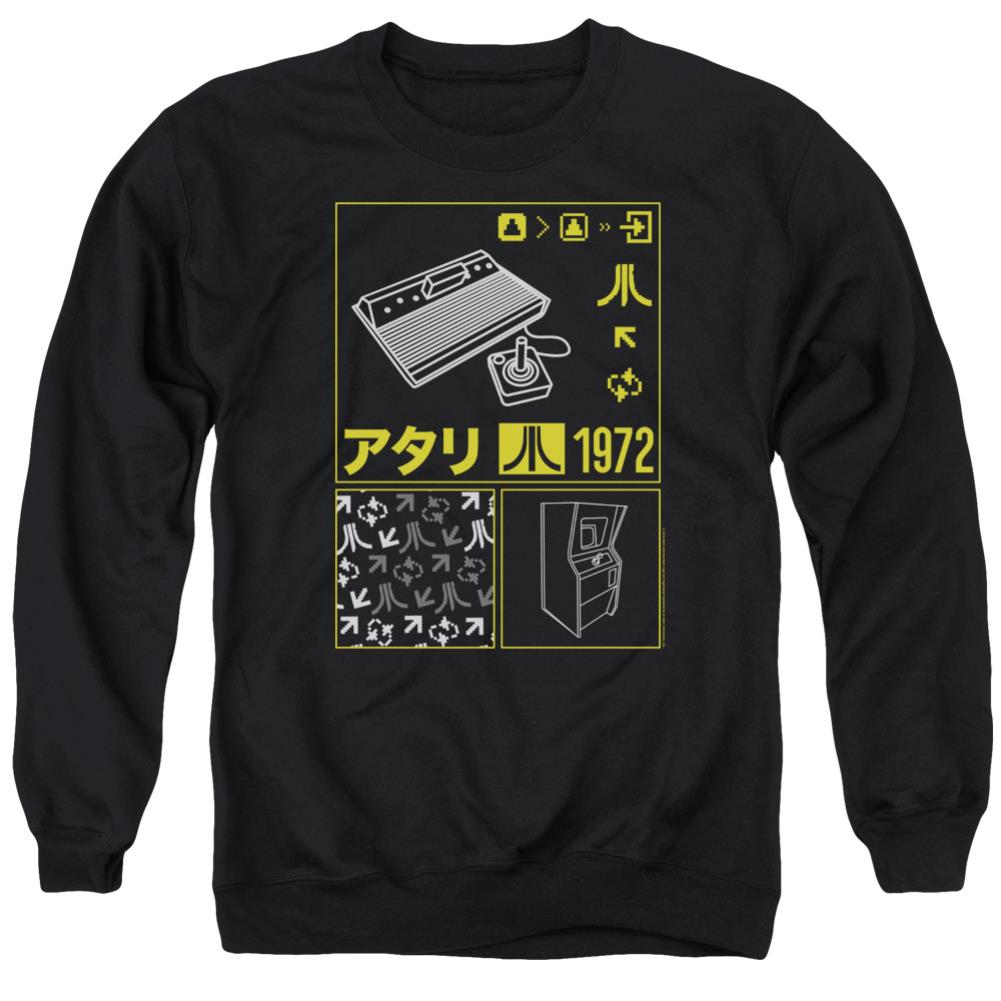 Atari Kanji Squares Men's Crewneck 50 50 Poly Long-Sleeve T-Shirt