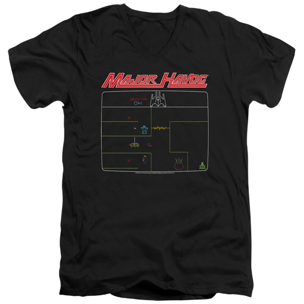 Atari Major Havoc Screen Men's 30/1 Cotton Slim V-Neck T-Shirt
