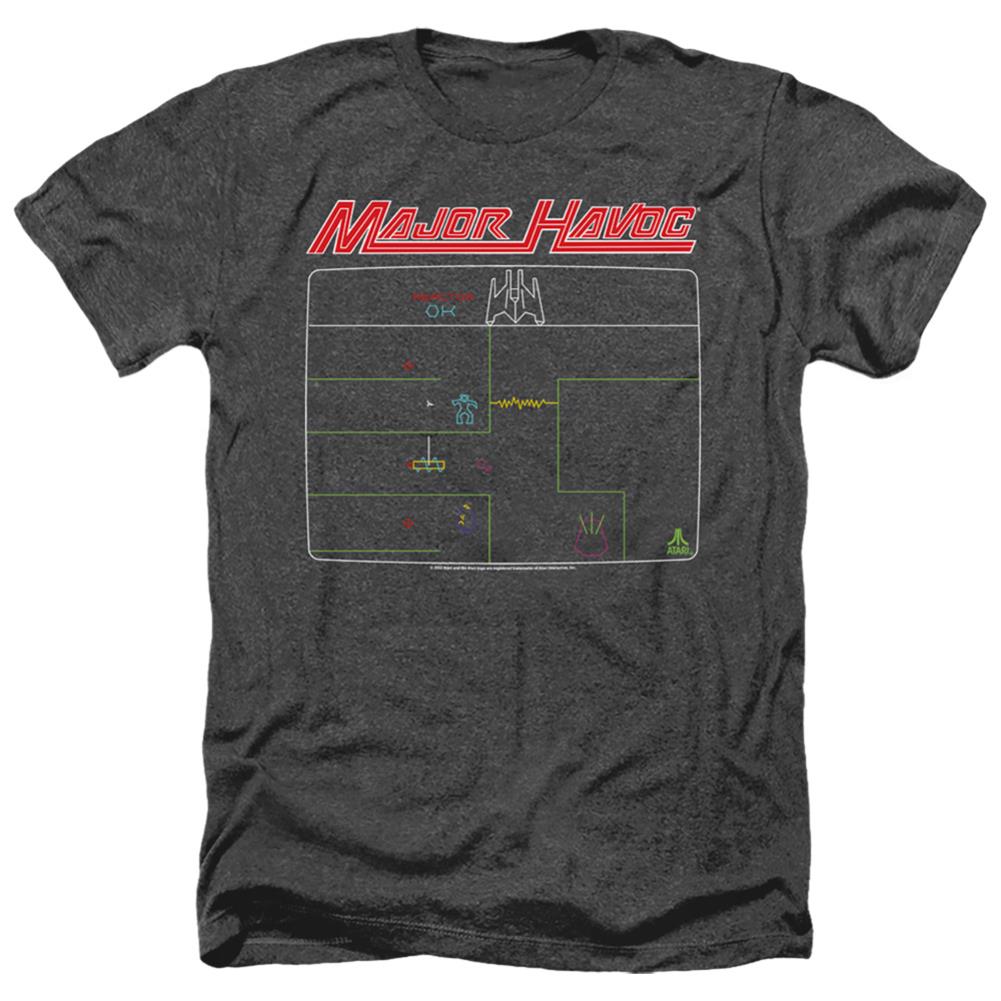 Atari Major Havoc Screen Men's 30/1 Heather 60 40 Poly Short-Sleeve T-Shirt