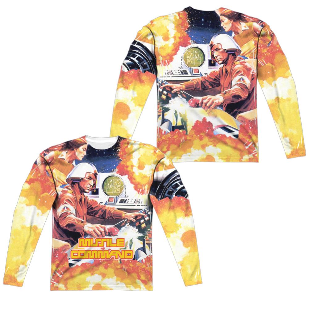 Atari Missle Commander (Front/Back Print) Men's Regular Fit Polyester Long-Sleeve T-Shirt