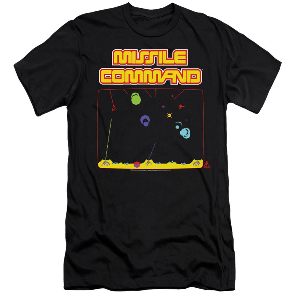 Atari Missle Screen Men's Ultra-Soft 30/1 Cotton Slim Short-Sleeve T-Shirt