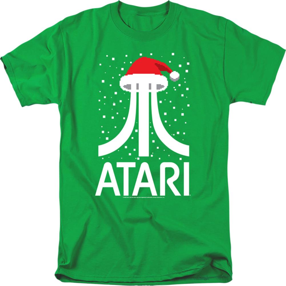 Atari Pixel Santa Hat Men's 18/1 Cotton Short-Sleeve T-Shirt