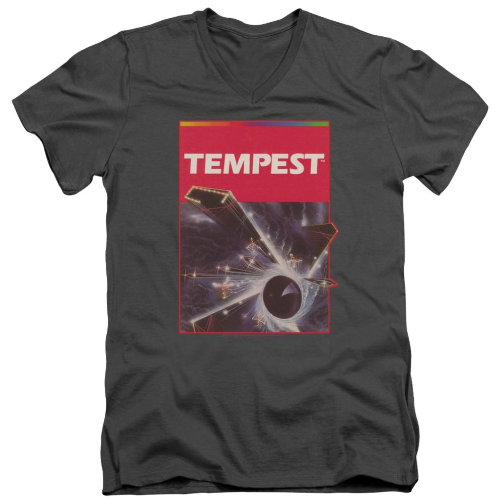 Atari Tempest Box Art Men's 30/1 Cotton Slim V-Neck T-Shirt