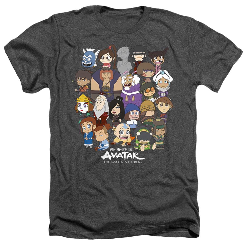 Avatar The Last Airbender Chibi Group Men's 30/1 Heather 60 40 Poly Short-Sleeve T-Shirt