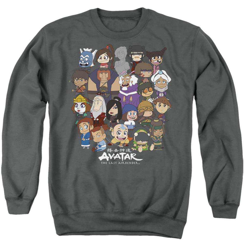 Avatar The Last Airbender Chibi Group Men's Crewneck 50 50 Poly Long-Sleeve T-Shirt