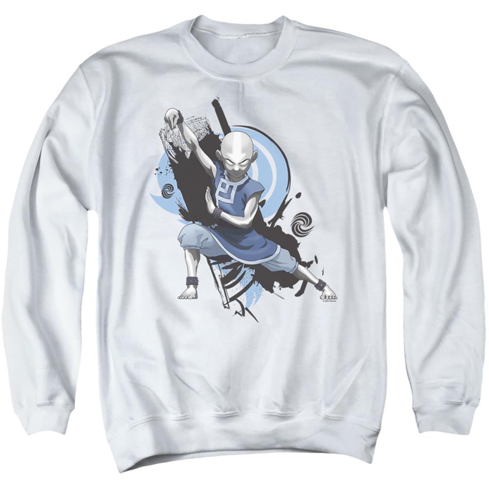 Avatar The Last Airbender Energybending Aang Men's Crewneck 50 50 Poly Long-Sleeve T-Shirt