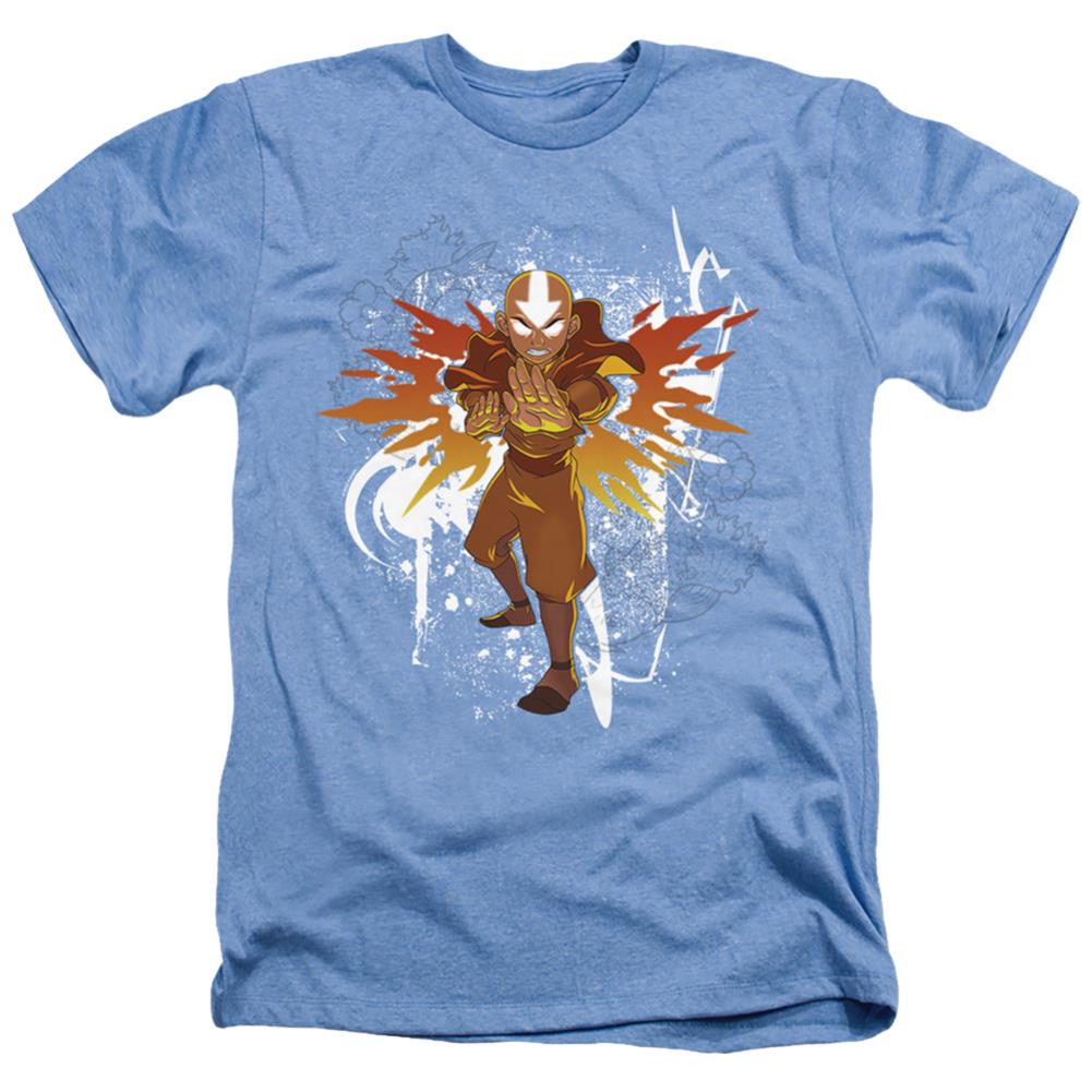 Avatar The Last Airbender Flower And Fish Aang Men's 30/1 Heather 60 40 Poly Short-Sleeve T-Shirt