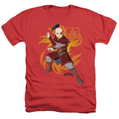 Avatar The Last Airbender Zuko Flame Burst Men's 30/1 Heather 60 40 Poly Short-Sleeve T-Shirt