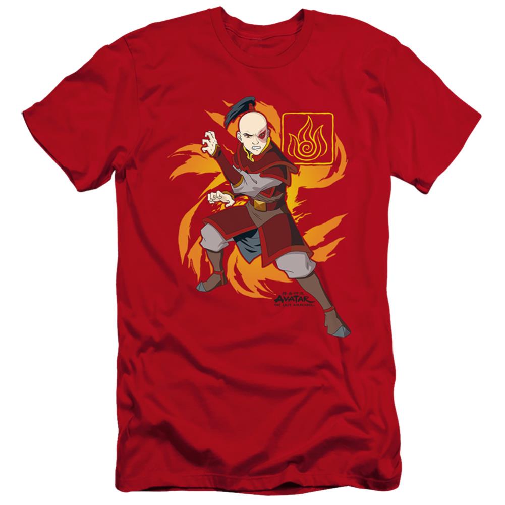 Avatar The Last Airbender Zuko Flame Burst Men's Ultra-Soft 30/1 Cotton Slim Short-Sleeve T-Shirt