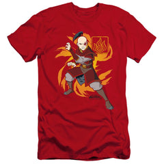 Avatar The Last Airbender Zuko Flame Burst Men's Ultra-Soft 30/1 Cotton Slim Short-Sleeve T-Shirt