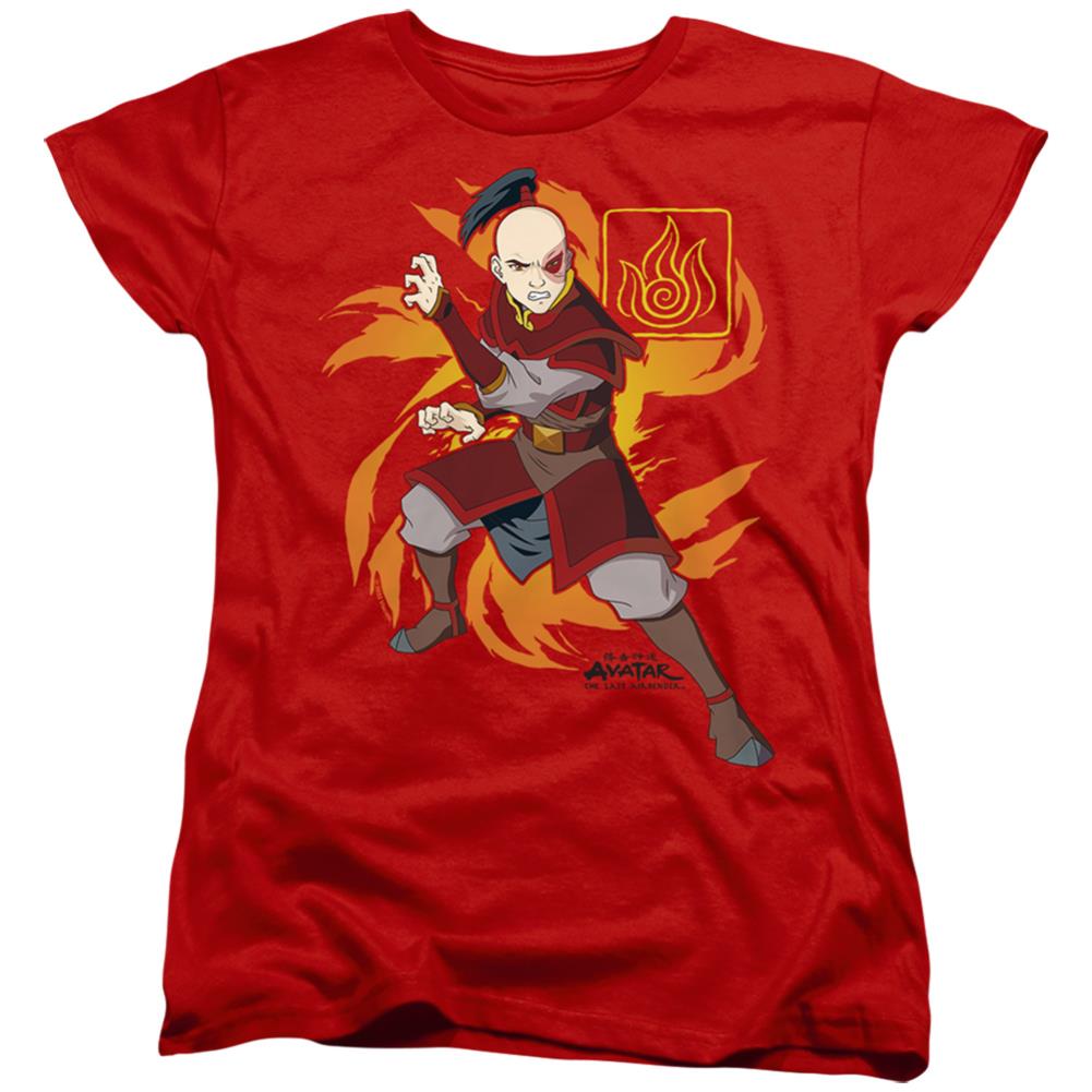 Avatar The Last Airbender Zuko Flame Burst Women's 18/1 Cotton Short-Sleeve T-Shirt