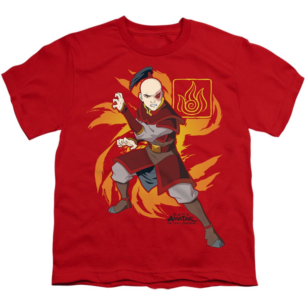 Avatar The Last Airbender Zuko Flame Burst Youth 18/1 100% Cotton Short-Sleeve T-Shirt