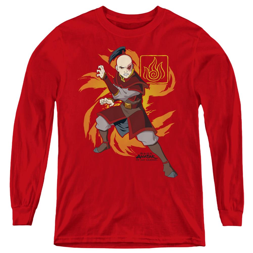 Avatar The Last Airbender Zuko Flame Burst Youth Long-Sleeve T-Shirt