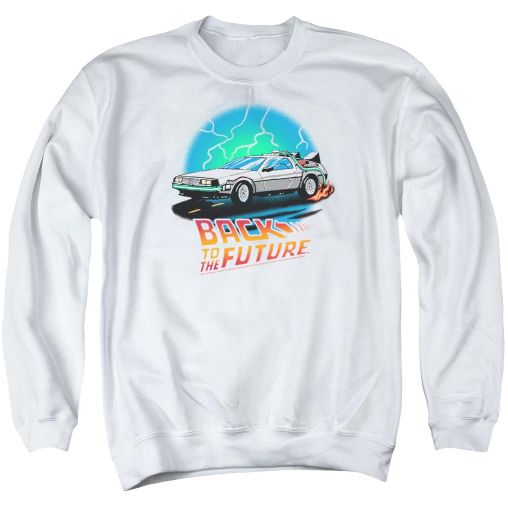 Back To The Future BTTF Airbrush Men's Crewneck 50 50 Poly Long-Sleeve T-Shirt