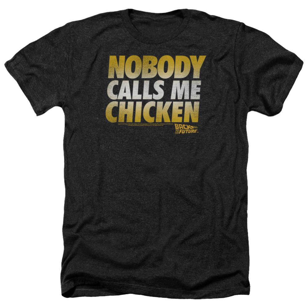 Back To The Future Chicken Men's 30/1 Heather 60 40 Poly Short-Sleeve T-Shirt