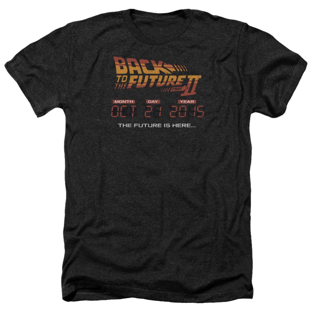 Back To The Future II Future Is Here Men's 30/1 Heather 60 40 Poly Short-Sleeve T-Shirt