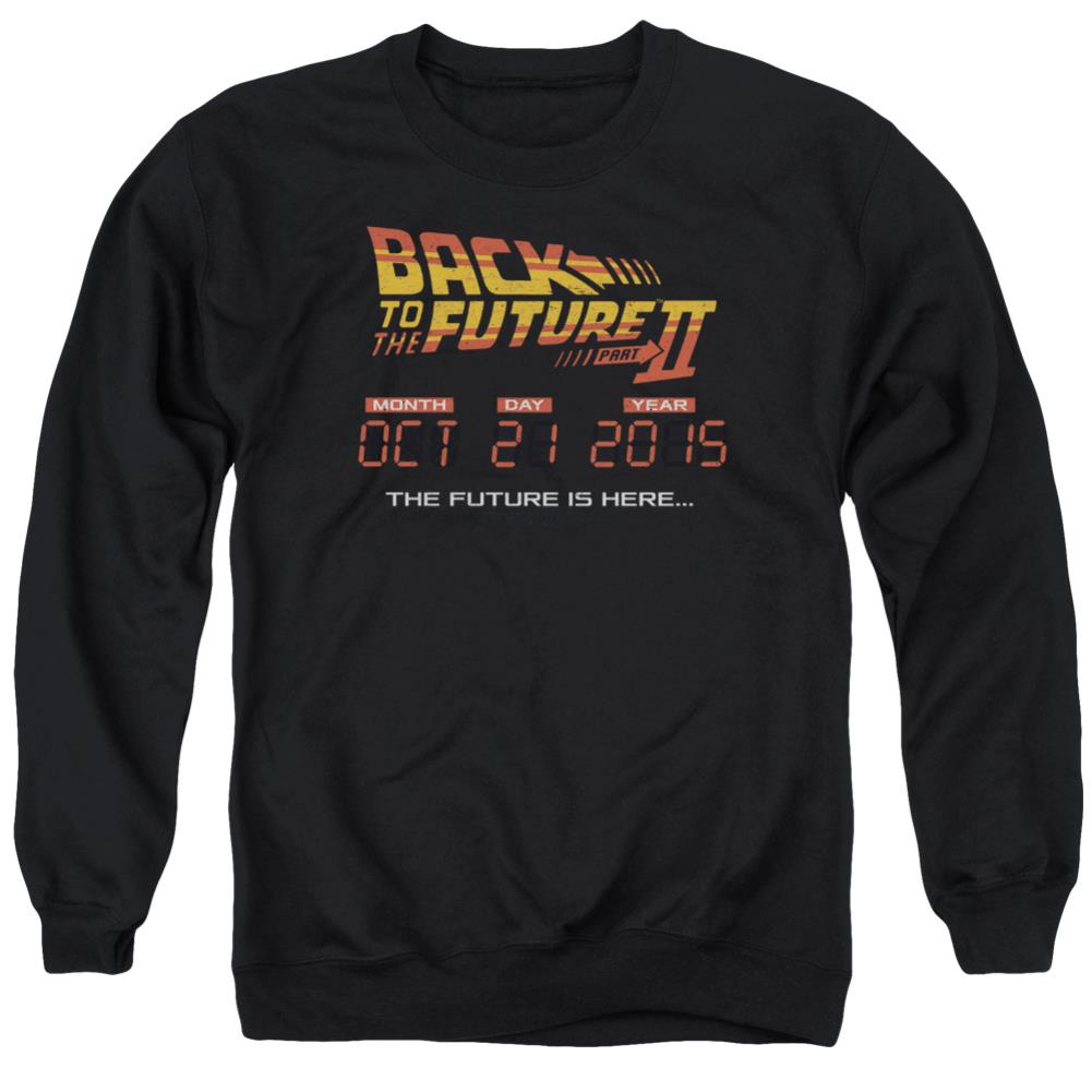 Back To The Future II Future Is Here Men's Crewneck 50 50 Poly Long-Sleeve T-Shirt