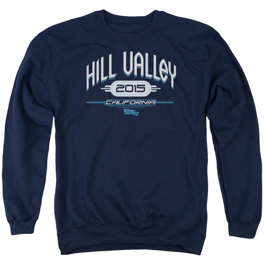 Back To The Future II Hill Valley 2015 Men's Crewneck 50 50 Poly Long-Sleeve T-Shirt