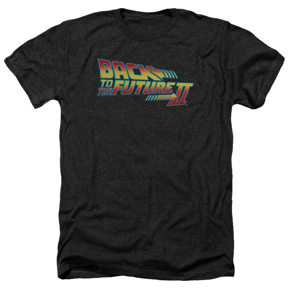 Back To The Future II Logo Men's 30/1 Heather 60 40 Poly Short-Sleeve T-Shirt