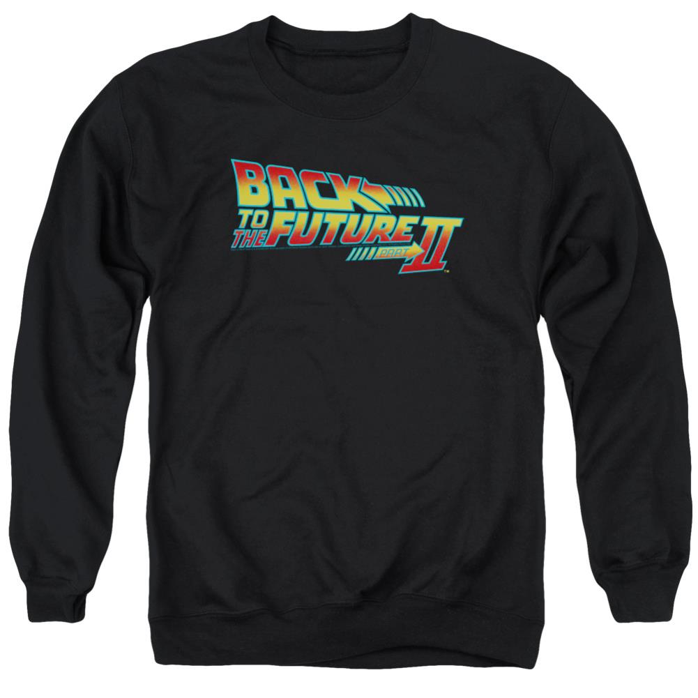 Back To The Future II Logo Men's Crewneck 50 50 Poly Long-Sleeve T-Shirt