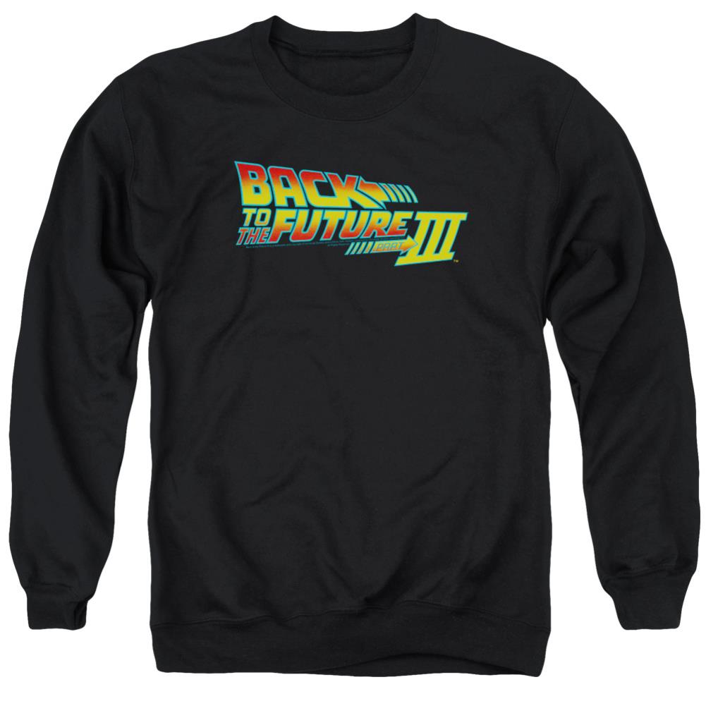 Back To The Future III Logo Men's Crewneck 50 50 Poly Long-Sleeve T-Shirt