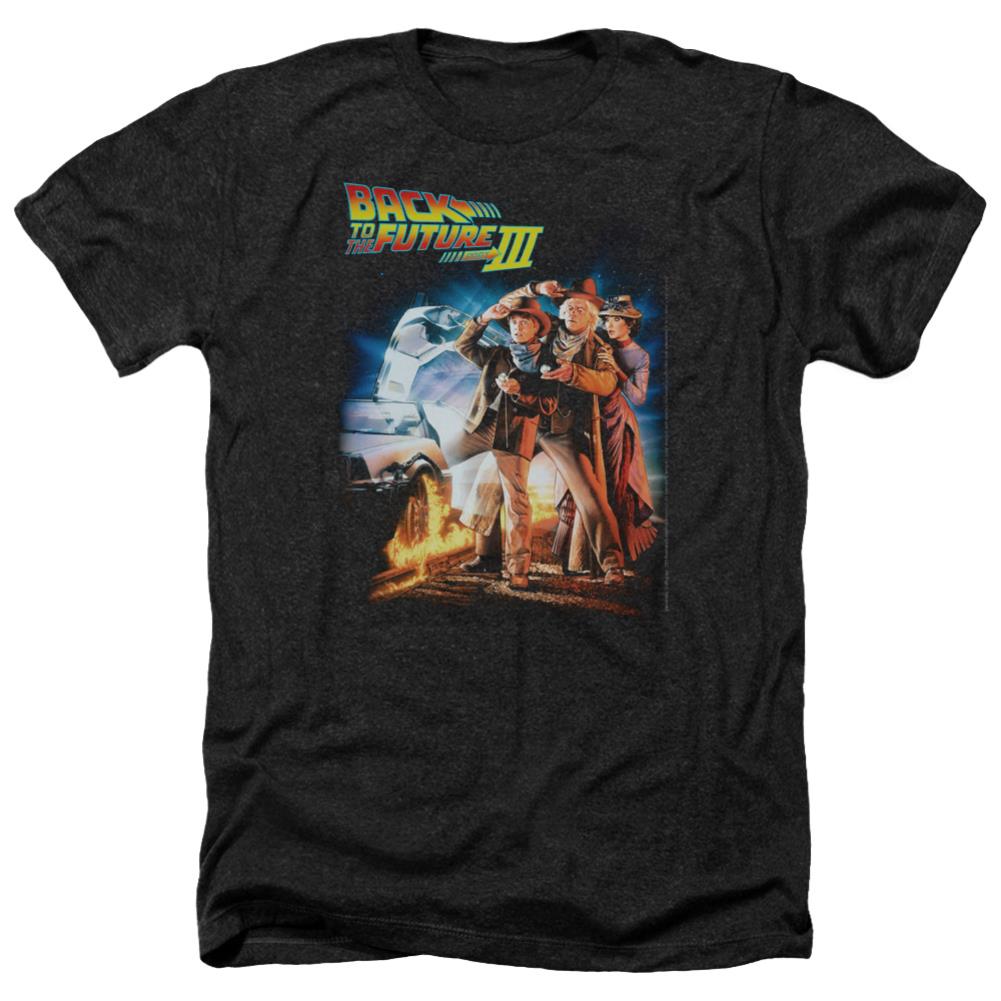 Back To The Future III Poster Men's 30/1 Heather 60 40 Poly Short-Sleeve T-Shirt