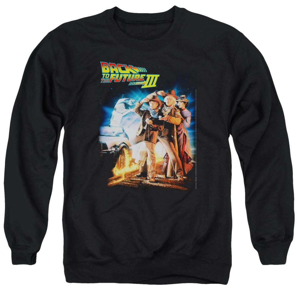 Back To The Future III Poster Men's Crewneck 50 50 Poly Long-Sleeve T-Shirt