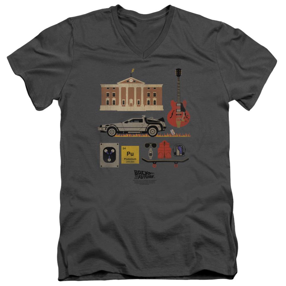 Back To The Future Items Men's 30/1 Cotton Slim V-Neck T-Shirt
