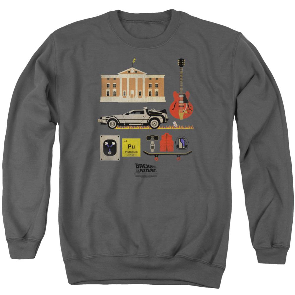 Back To The Future Items Men's Crewneck 50 50 Poly Long-Sleeve T-Shirt
