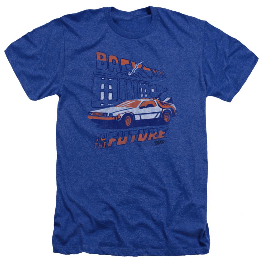 Back To The Future Lightning Strikes Men's 30/1 Heather 60 40 Poly Short-Sleeve T-Shirt