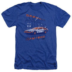 Back To The Future Lightning Strikes Men's 30/1 Heather 60 40 Poly Short-Sleeve T-Shirt
