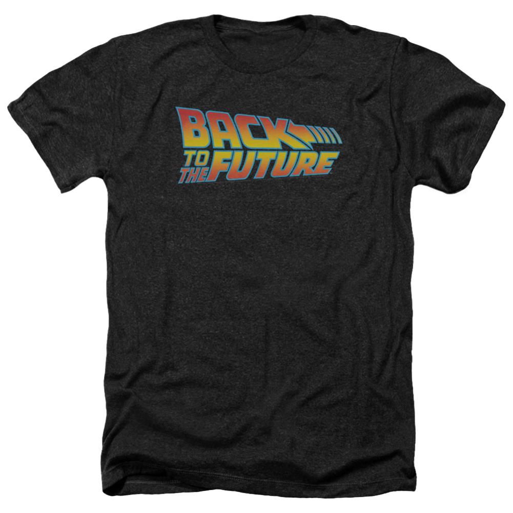 Back To The Future Logo Men's 30/1 Heather 60 40 Poly Short-Sleeve T-Shirt