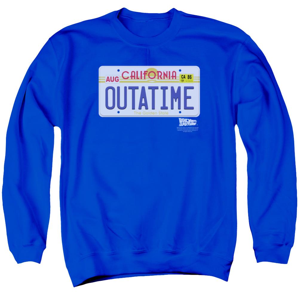 Back To The Future Outatime Plate Men's Crewneck 50 50 Poly Long-Sleeve T-Shirt