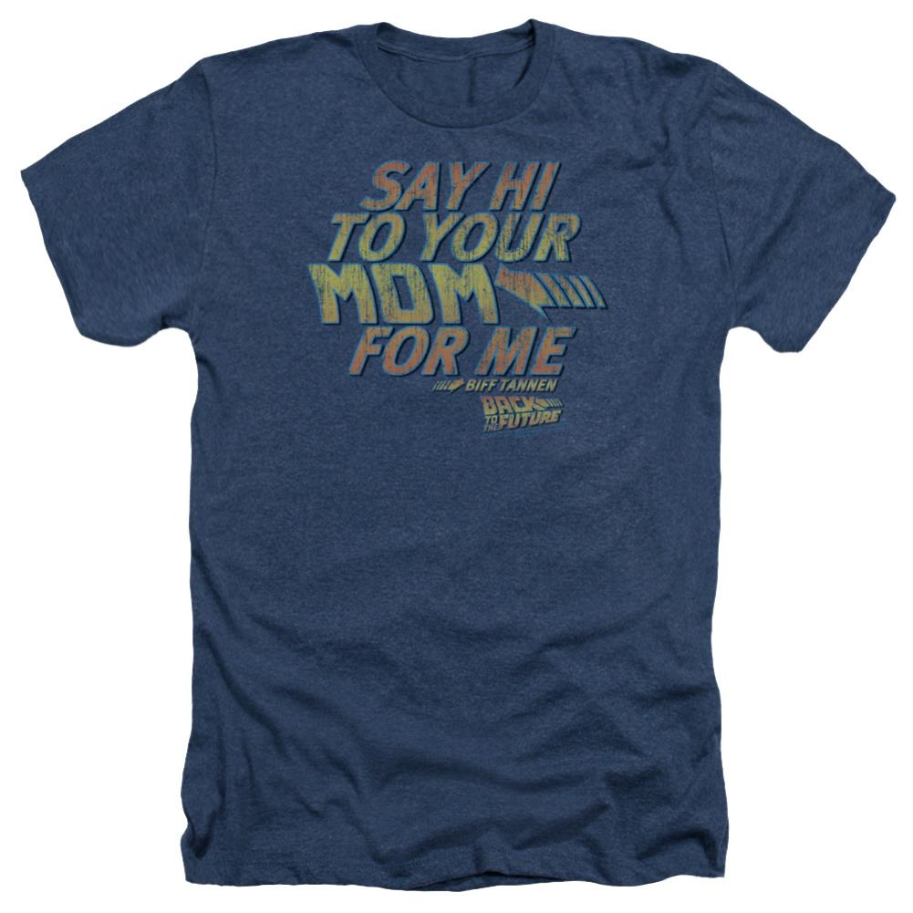 Back To The Future Say Hi Men's 30/1 Heather 60 40 Poly Short-Sleeve T-Shirt