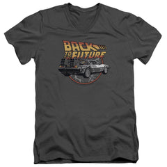 Back To The Future Time Machine Men's 30/1 Cotton Slim V-Neck T-Shirt