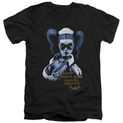 Batman Arkham Asylum Arkham Harley Quinn Men's 30/1 Cotton Slim V-Neck T-Shirt