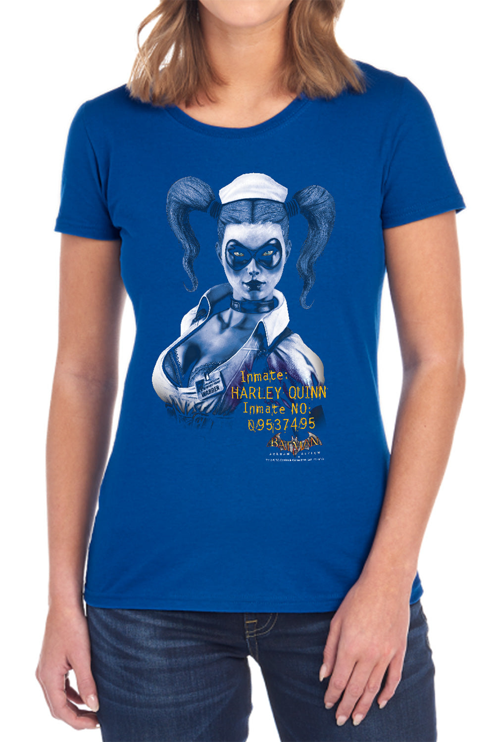 Batman Arkham Asylum Arkham Harley Quinn Women's 18/1 Cotton Short-Sleeve T-Shirt